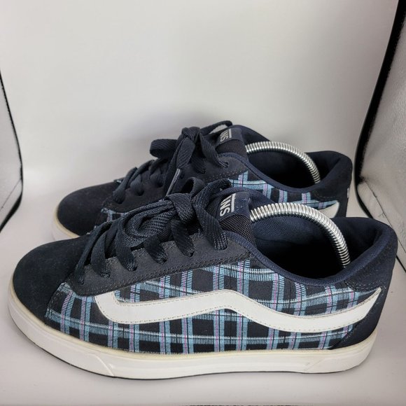 Vintage Vans Mercer Blue Plaid with White Side Stripe Suede Sneakers Womens US 9 - Picture 2 of 7